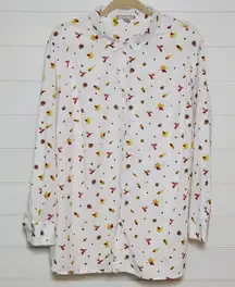 Woman Within White Button Front Shirt Fall Print,‎ size 1X (22/24) long sleeves