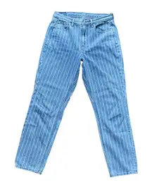 American Eagle womens Mom Jeans blue Stripe, High-Rise, 100% Cotton, Retro Sz 6