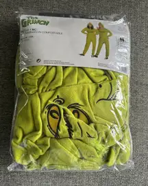The Grinch Adult Pajamas Onesie Costume Adult L XL Green Hooded Zip Up NP