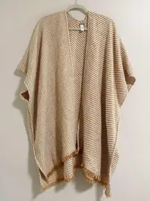 Aerie Tan and White Striped Knit Shawl One Size