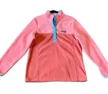 NWOT orange colorblock fleece quarter snap pullover large