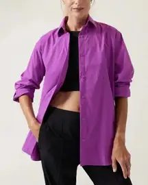 Athleta Quiet Luxury Oversized Button-Up Shirt Medium Purple Performance Travel