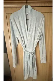 PJ Salvage Large Powder Blue Tie Dye Embroidered Robe "BRIDE"