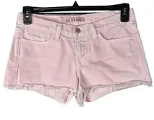 J Brand SZ 26 Cut-Off Jean Shorts Low-Rise Frayed Hems Pocket Zip-Fly Light Pink