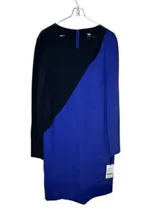 W By Worth Women Dress Block Cutout Shift Knit Colorblock Purple Rootbeer 12 NWT