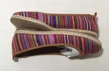 Women's Size 7N  NWB Multi-Color Striped Fabric Slip On Loafers