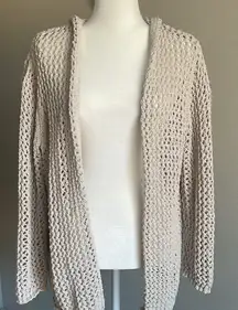 Cream Open-Knit Women's Sweater with hoodie Size XL