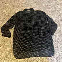 Zara Basic Polka Dot Blouse Long Sleeve Button‎ Down Shirt Small