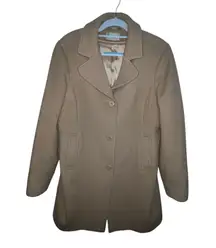 L.L. Bean Women's Classic Lambswool Polo Coat Three-Quarter Length Camel Size 12