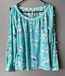 Lauren Conrad sz‎ XS blue floral blouse