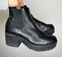H&M Black Platform Chelsea Boots Chunky Heel Ankle Booties Womens Size 39