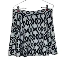 Everly Women's Skirt Flared Skater Back‎ Zip A Line Mini Print Black White Large