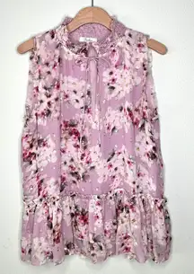 Parker Blurred Floral Silk BabyDoll Top in Pink Size M