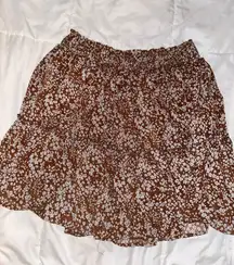 Brown Floral Skirt