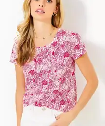 NWT Lilly Pulitzer Animal Magnetism Raspberry Rouge Etta Scoop Neck size M