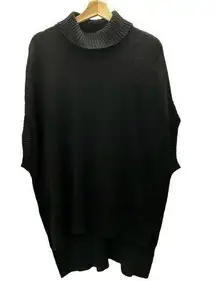 NWT BCBGMAXAZRIA Sleeveless Oversized Sweater Vest Black Small Relaxed Mock Neck