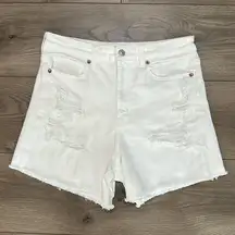 American Eagle High Rise White Mom Jean Shorts Size 8