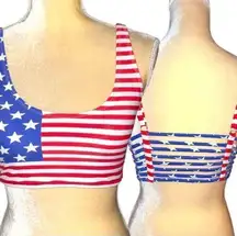 Xhilaration Xhileration cute patriotic short stretchy top with sexy back design!!