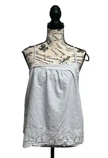 Tabitha Webb Sleepwear Womens Blue Sleeveless Striped Cotton Lace Hem Cami  XL