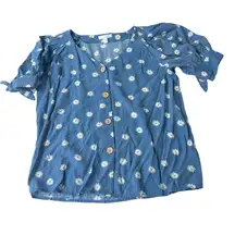 LC Lauren Conrad Denim Blue Daisy Top