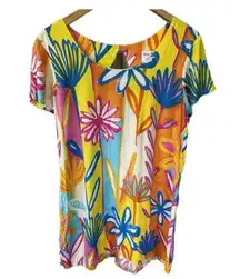 Jams World Hula Moon By  Colorful Retro Artsy Art Hawaiian Sheath Sun Dress L