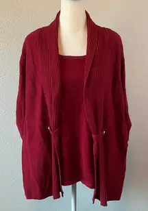 CJ Banks One Piece Sweater + Cardigan Burgundy Size 1X