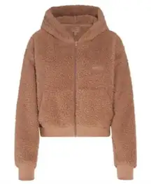 Skims Women’s Size L Teddy Zip Up Hoodie Tigers Eye Brown Comfy Sherpa Lounge‎