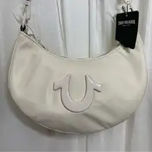 True Religion Ivory Crescent Hobo Crossbody Bag w/ Coin Purse Brand New