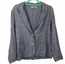 Kenar Linen Blue Chambray Two button Blazer size Medium