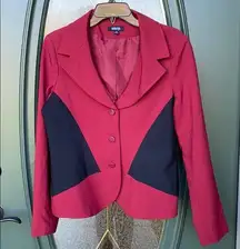 Metrostyle Red and black color block blazer cut jacket, size 10