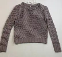 Willow & Clay Beaded Neck Knit Sweater - Dusty Purple