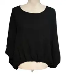 Stark X Size S Cotton Gauze Top Black Loose Fit Elastic Waist Boxy