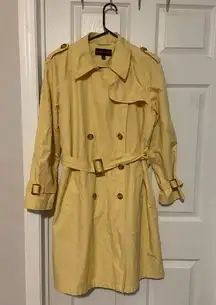 Gallery Coat Women's Small Yellow Lined Long Jacket Pockets Trenchcoat Career LG