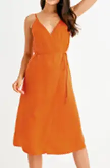 Nine West Women's Vibrant Orange Midi Dress