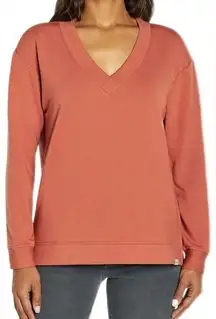 ORVIS Classic Collection V Neck Modal Sweatshirt Pullover Coral Rust Size L