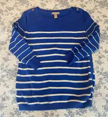 Banana Republic Nautical Striped Sweater Riviera Blue 100% Cotton Size Large