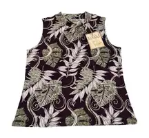 Tommy Bahama Womans M Hawaiian Sleeveless Silk Top Purple Velvet Sandwash Nwt
