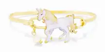 New Womens Girls Boutique Enamel Gemstone Unicorn Gold Hook Bracelet