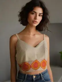 Ashley Stewart. Crotchet boho crop top. 18/20. NWT