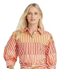 Who what wear puff quarter sleeve button down stripes
Shirt size XL
