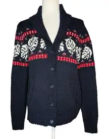 Tommy Bahama M Ocean Deep Tropical Fairisle Nordic Cardigan Sweater Jacket