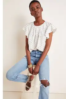 Anthropoligie Aria Shimmer Blouse Amadi Size L. B-5