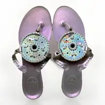 Jack Rogers Womens Size 10 Georgica Sandal Pink Iridescent Jelly Thong Flip Flop