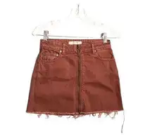 Free People We The Free Womens 24  Zip It Up Denim Mini Skirt Frayed