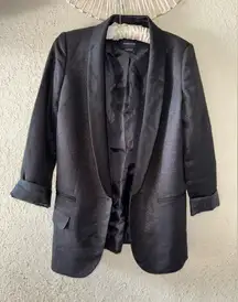Trouve Shimmering Black Blazer with Satin Lapel
