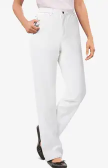 Woman Within size 14W white natural fit pants. 100% cotton