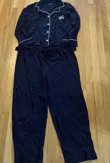 Lauren Ralph Lauren Navy Blue Monogram Hammond Knit Classic Pajama Set Sz L