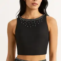 LoveShackFancy Kanoa Fitted Crop Top in Black