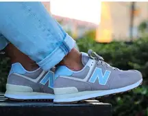 New Balance  574 Sneaker (Women) in Moonrock/ Chrome Blue Size US 8