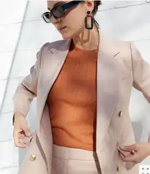 J.Crew Silk Cashmere Ribbed Cropped Crewneck Sweater Top Orange M